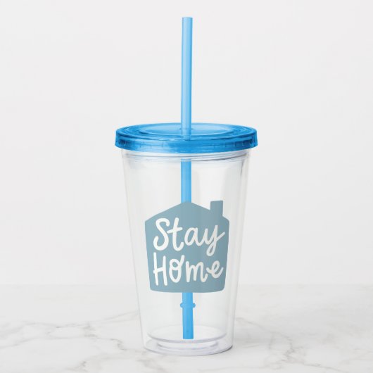 Blijf thuis acryl drinkbeker (Voorkant)