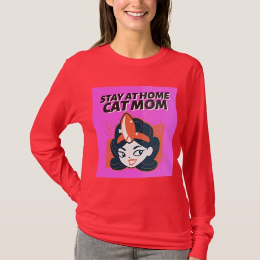 BLIJF THUIS CAT MOM SUPER HERO RETRO T-Shirt (Voorkant)