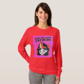 BLIJF THUIS CAT MOM SUPER HERO RETRO T-Shirt (Voorkant volledig)