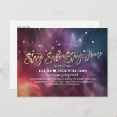 Blijf thuis en blijf veilig met het uitstellen van aankondigingskaart (Voorkant / Achterkant)