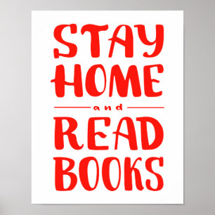 Blijf thuis en lees boeken poster