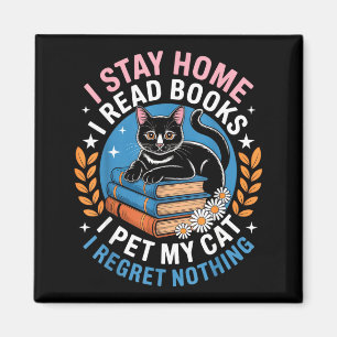 Blijf thuis lees boeken aai kat grappige introvert magneet