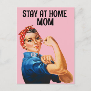 BLIJF THUIS MAMA RETRO ROSIE THE RIVETER BRIEFKAAR BRIEFKAART
