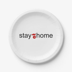 Blijf thuis papieren bordje