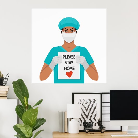 Blijf thuis Poster (Thuiskantoor)