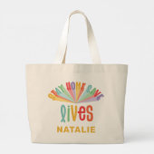 Blijf thuis redden levens regenboogkleurig grote tote bag (Achterkant)
