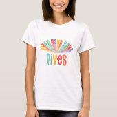 Blijf thuis redden levens regenboogkleurig t-shirt (Voorkant)