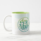 Blijf thuis, typografie, tekstbelettering tweekleurige koffiemok (Links)