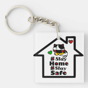 🏠 😷#Blijf thuis - Verblijf veilig Motivatie - pr Sleutelhanger