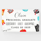 "Blijf thuis"Voorschoolse Afstuderen 2020 Spandoek (Horizontaal)