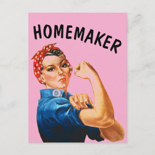 Blijf thuis vrouw RETRO ROSIE THE RIVETER BRIEFKAA Briefkaart