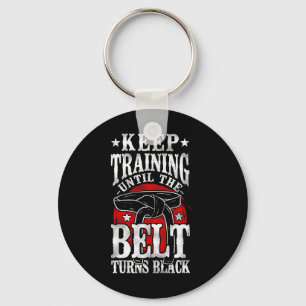 Blijf trainen tot de gordel zwart Karate Bl draait Sleutelhanger