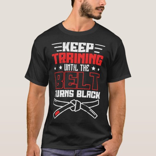 Blijf trainen tot de riem zwart wordt jiu jitsu t-shirt (Voorkant)