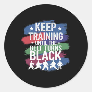 Blijf trainen totdat de band zwart wordt Retro Kar Ronde Sticker
