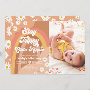 Blijf Trippy Little Hippie Retro Daisy Birthday In Kaart