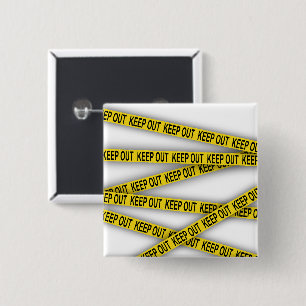 Blijf uit de buurt, kruis politietape 3d niet vierkante button 5,1 cm