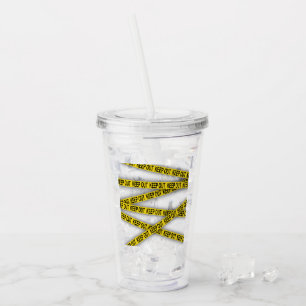 Blijf uit de buurt niet oversteken politie tape 3d acryl drinkbeker