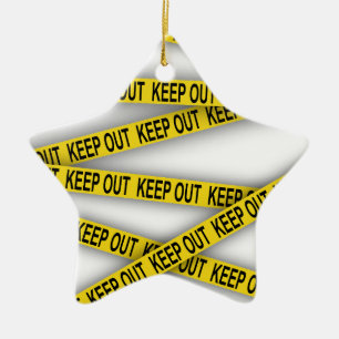 Blijf uit de buurt niet oversteken politie tape 3d keramisch ornament