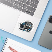 Blijf Uit De Weg Wolf Auto Sticker (Laptop met iPhone)