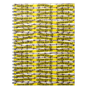 Blijf uit! Gele band en gestreepte draad Notitieboek