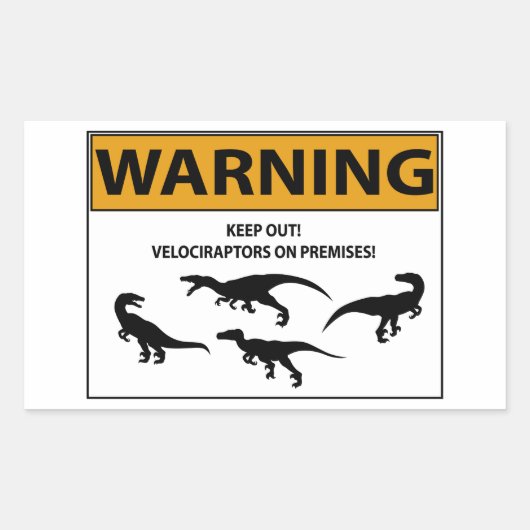 Blijf uit! Velociraptor Rechthoekige Sticker (Voorkant)