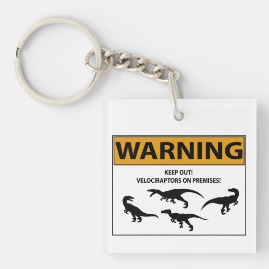 Blijf uit! Velociraptor Sleutelhanger (voorkant)