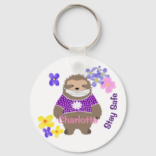 Blijf veilig en blijf veilig in Masker Fun Graphic Sleutelhanger