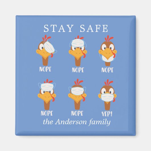 blijf veilig in het gezichtsmasker pandemisch mono magneet (Voorkant)