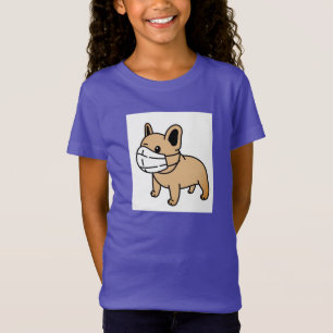 BLIJF VEILIGE BULLDOG MET VEILIGE MASKMEISJES T-Sh T-shirt