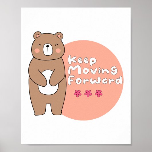 Blijf verder met Kawaii happy beer roze en bruin Poster (Voorkant)