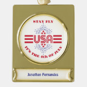 Blijf vliegen het is 4 juli verguld banner ornament (Voorkant)