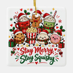 Blijf vrolijk blijf knuffelig Kerstmis Warme Choco Keramisch Ornament
