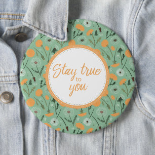 Blijf waar voor je Blauwgroen Oranje Dandelion Flo Ronde Button 6,0 Cm