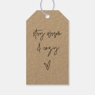 Blijf Warm & Cozy Kraft Gift Label Cadeaulabel