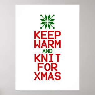 Blijf Warm en Brei voor Kerstmis Poster