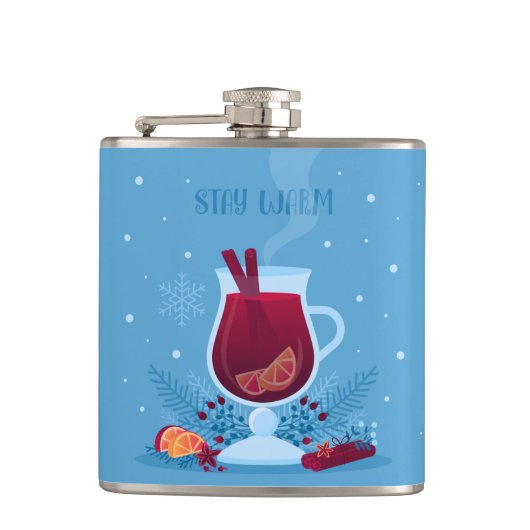 Blijf Warm Winter Snow Cute Fun Drink Gift Heupfles (Voorkant)