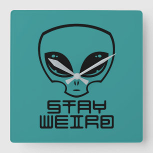 Blijf Weird Alien Hoofd Vierkante Klok