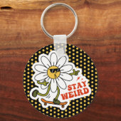 Blijf Weird Skateboarden Madeliefje Sleutelhanger (Voorkant)
