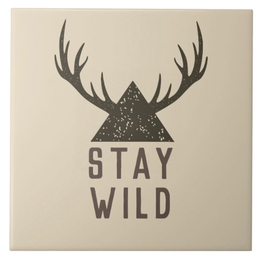 Blijf Wild Antlers Typografie Tegeltje (Voorkant)