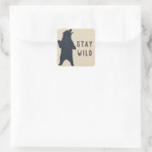 Blijf Wild Beer Silhouette Vierkante Sticker (Tas)