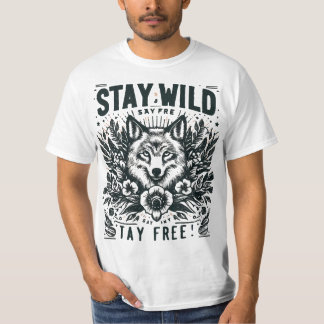 #Blijf wild, blijf gratis Typografie T-Shirt