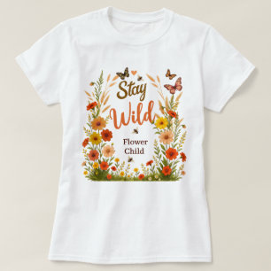 Blijf Wild Bloem Kind Boho Bloem Grafisch T-shirt