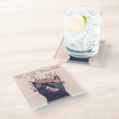 Blijf Wild, Bloem Kind Kat Bloemen Boho Glazen Onderzetter (Schuin)