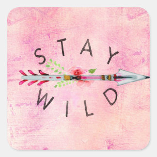 Blijf Wild Boho Style Art >> Roze >> Rozen >> Gyps Vierkante Sticker