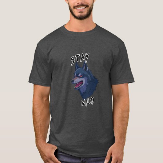 Blijf Wild Bold Wolf Spirit T-shirt (Voorkant)
