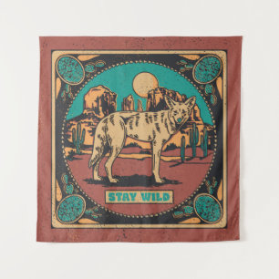 Blijf wild Coyote Tapestry Wandkleed