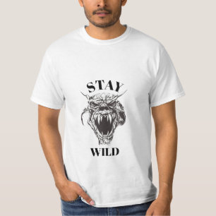 Blijf Wild Demonen Schedel T-Shirt