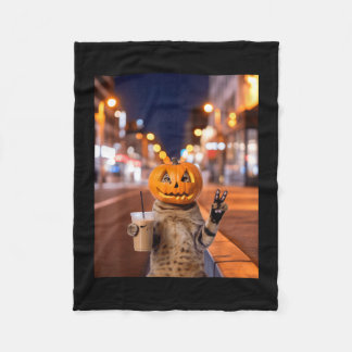 Blijf wild halloween kat drinkend ijskoude koffie fleece deken