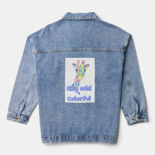 Blijf Wild & Kleurrijk – Cute Kleurrijke Giraffe W Denim Jacket