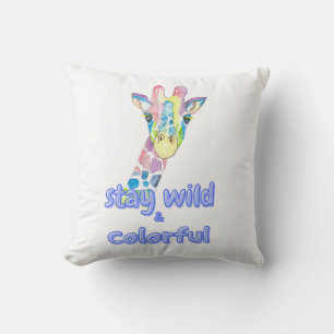 Blijf Wild & Kleurrijk – Cute Kleurrijke Giraffe W Kussen